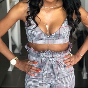 Black and white plaid co-ord set